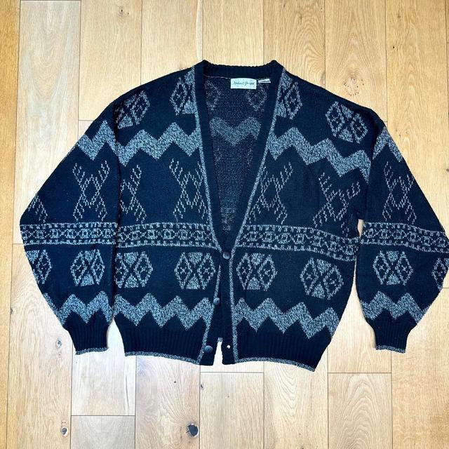 Men's Cardigan - Black/Navy - XL on Productcaster.