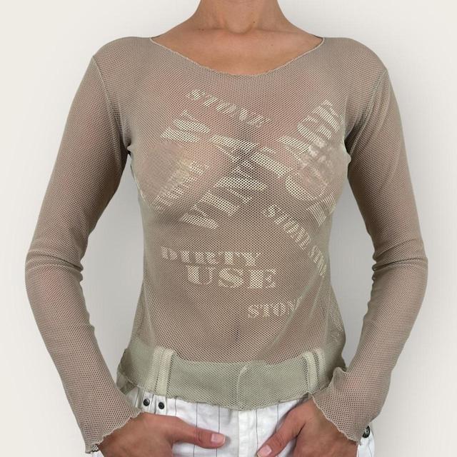 Vintage Women's T-shirt - Cream/Tan - S on Productcaster.