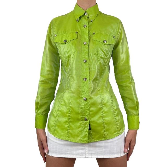 Versace Jeans Couture Women's Shirt - Green - S on Productcaster.