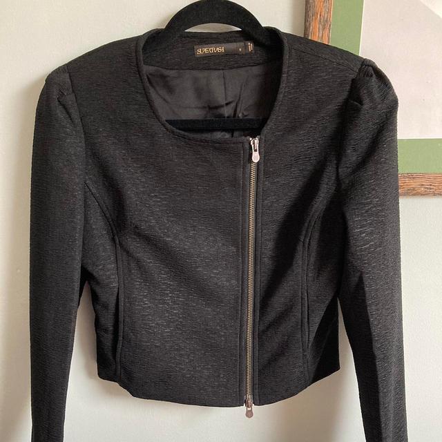 Designer Women's Blazer Jacket - Black/Silver - UK 8 on Productcaster.