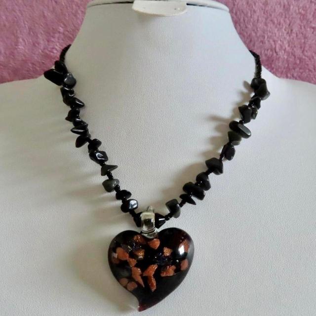 Vintage Women's Necklace - Black/Orange on Productcaster.