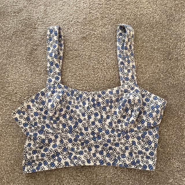 Topshop Women's Crop top - Blue/White - 6 on Productcaster.