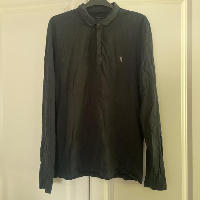 AllSaints Men's Polo shirt - Black/Green - L on Productcaster.