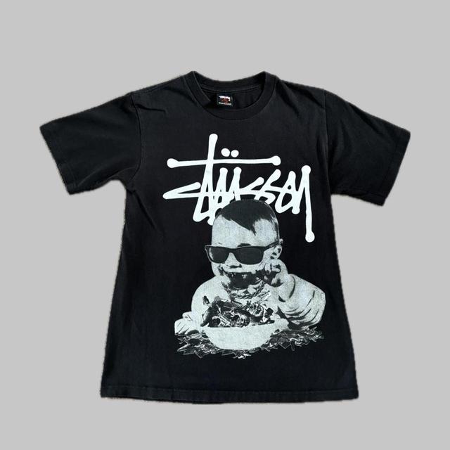 Stüssy Men's T-shirt - Black/White - S on Productcaster.