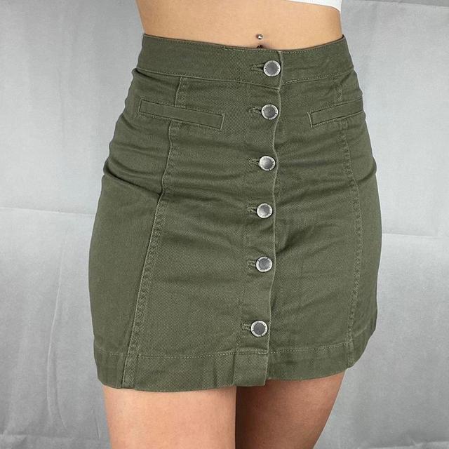 H&M Women's Mini Skirt - Khaki - UK 4 on Productcaster.