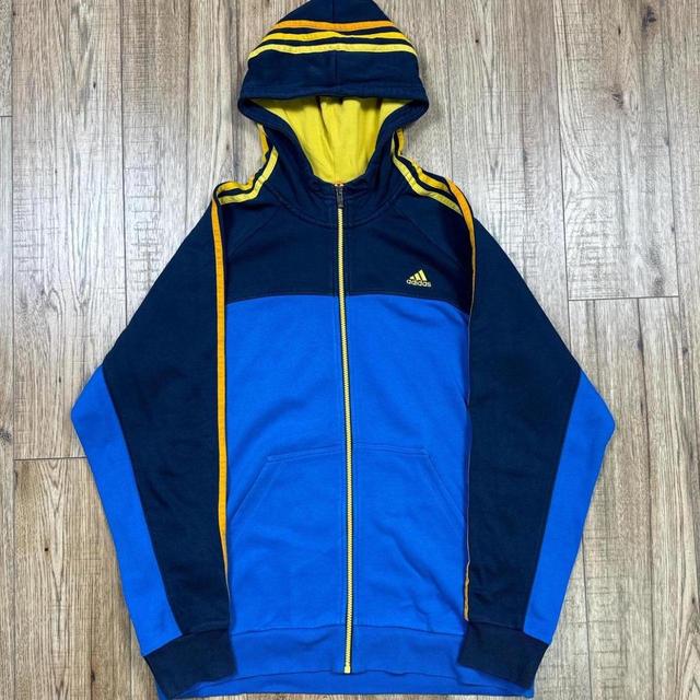 Adidas Men's Hoodie - Blue/Yellow - XL on Productcaster.