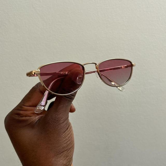 Bershka Men's Cat eye Sunglasses - Pink/Gold on Productcaster.