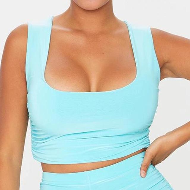 PrettyLittleThing Women's Crop top - Blue - 10 on Productcaster.