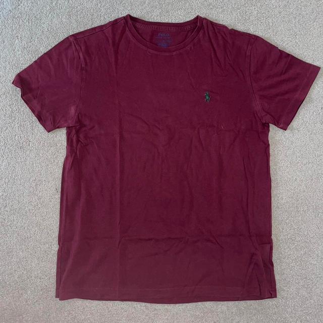 Polo Ralph Lauren Men's T-shirt - Burgundy - S on Productcaster.