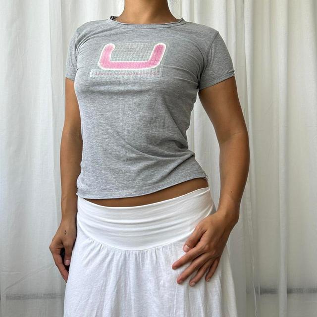 Adolfo Domínguez Women's T-shirt - Grey/Pink - S on Productcaster.