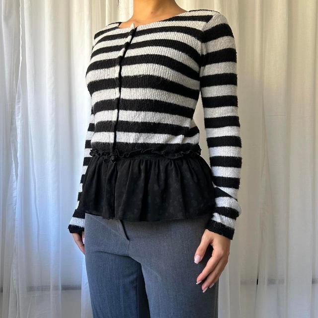 Preloved Women's Jumper - Black/White - S on Productcaster.