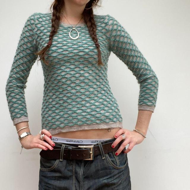 Vintage Women's Jumper - Blue/Grey - XS on Productcaster.