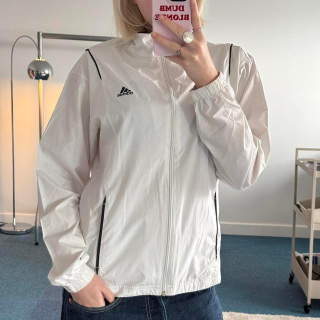 Adidas Women's Lightweight Jacket - White/Navy - M on Productcaster.