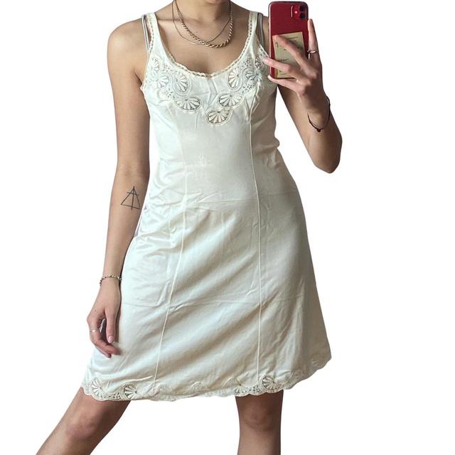 Vintage Women's Babydoll Dress - White - M on Productcaster.