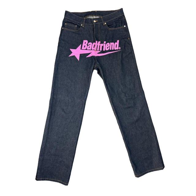 Men's Jeans - Navy/Pink - 32" on Productcaster.