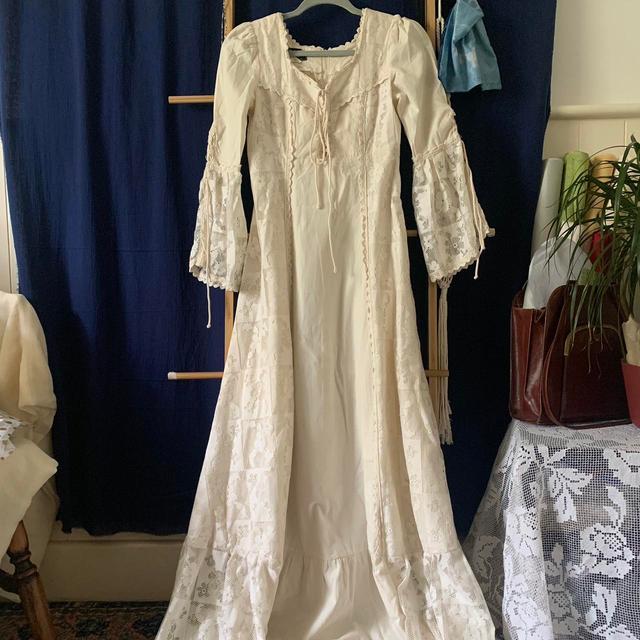 Gunne Sax Women's Dress - Cream/White - S on Productcaster.