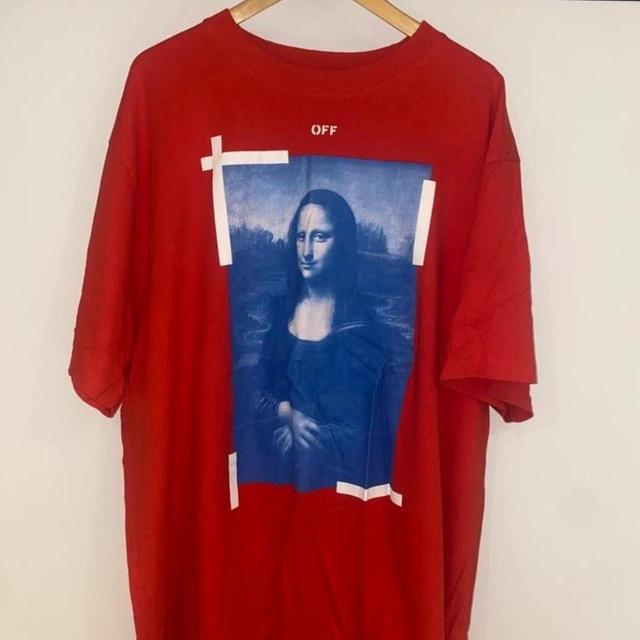 Off-White Men's T-shirt - Red - XL on Productcaster.