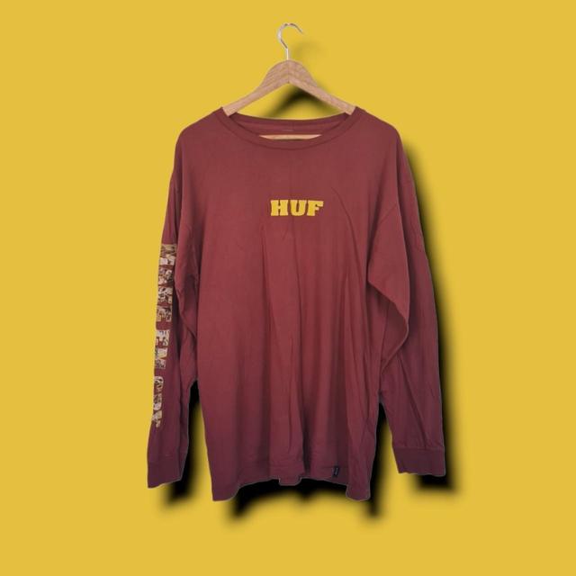 HUF Men's T-shirt - Burgundy/Red - L on Productcaster.