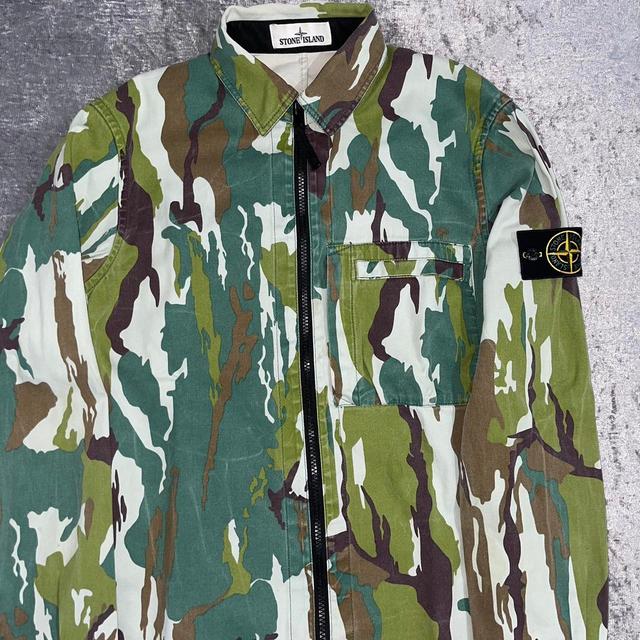 Stone Island Men's Jacket - Multi/Green - S on Productcaster.