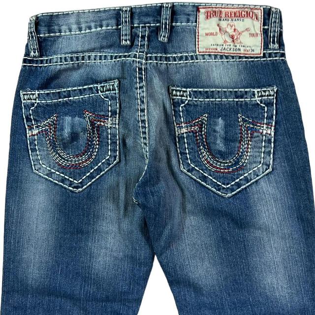 True Religion Men's Straight leg Patched Jeans - Navy - 33" on Productcaster.