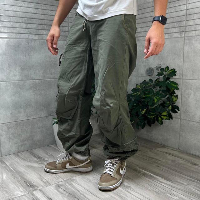 Bench Men's High waisted Acid-washed Trousers - Green/Khaki - 34 on Productcaster.