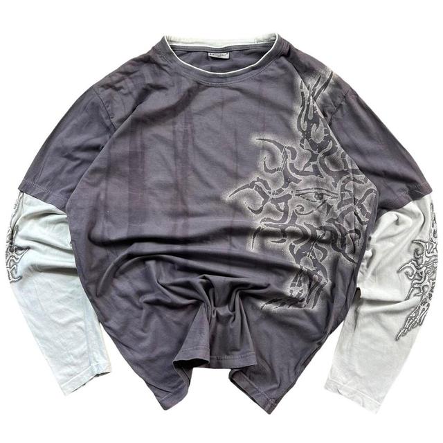 Vintage Men's Sweatshirt - Grey/Black - XL on Productcaster.