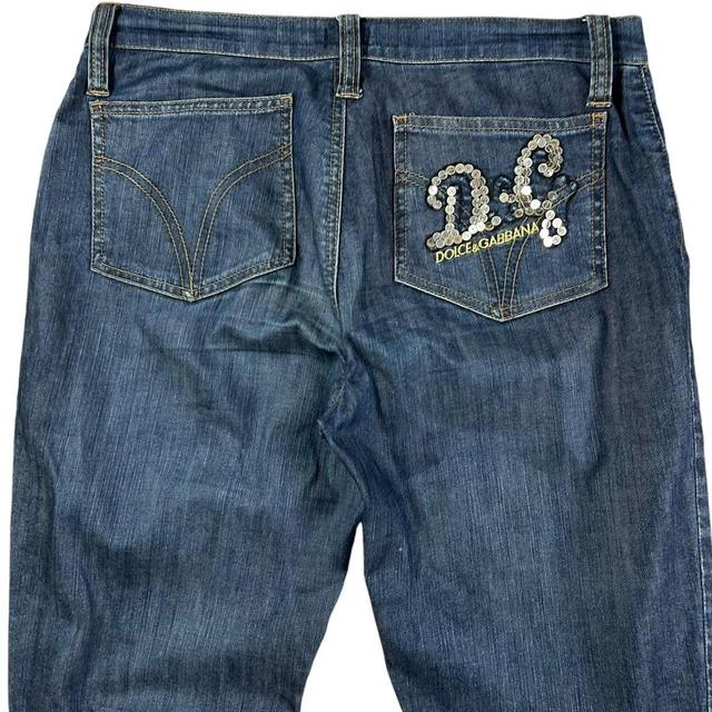 Dolce & Gabbana Men's High waisted Painted Jeans - Navy/Cream - 31" on Productcaster.