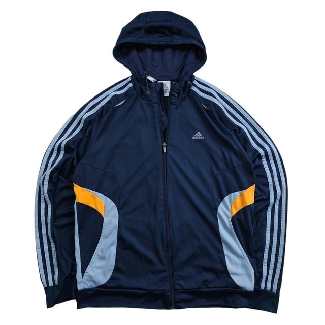 Adidas Men's Hoodie - Grey/Navy - M on Productcaster.