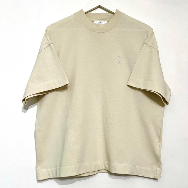 AMI Paris Men's T-shirt - Cream - S on Productcaster.