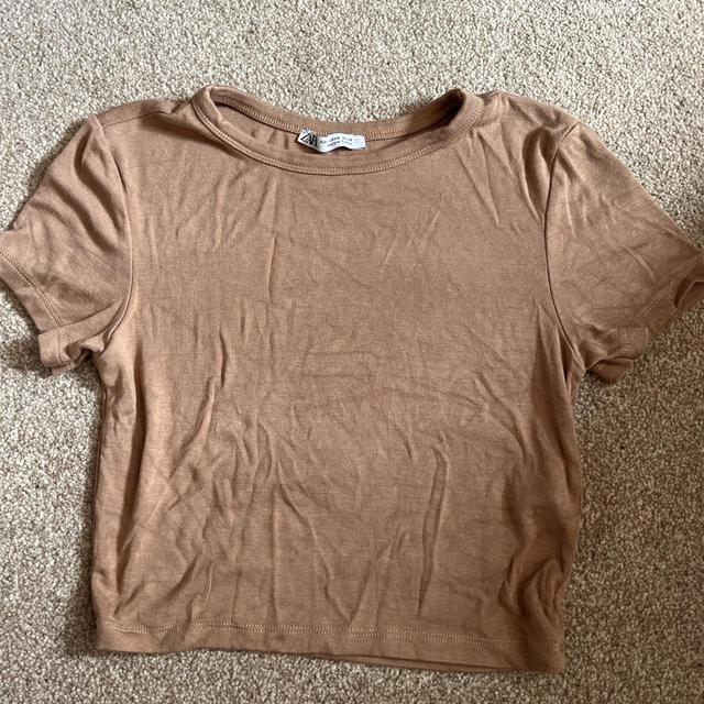 Zara Women's Crop top - Tan - M on Productcaster.