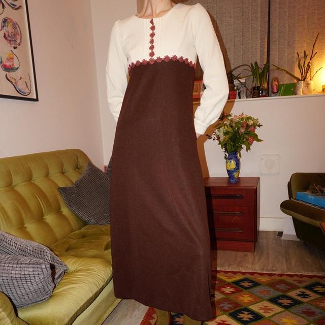 Unique Vintage Women's A-line Dress - Brown - 8 on Productcaster.