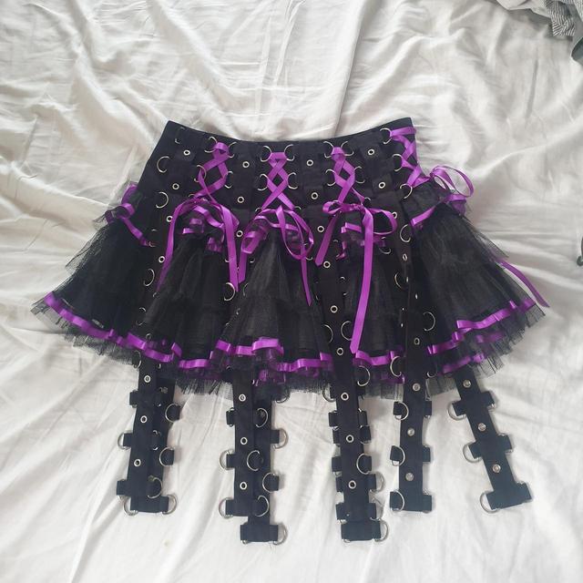 Hell Bunny Women's Mini Skirt - Black/Purple - UK 8 on Productcaster.