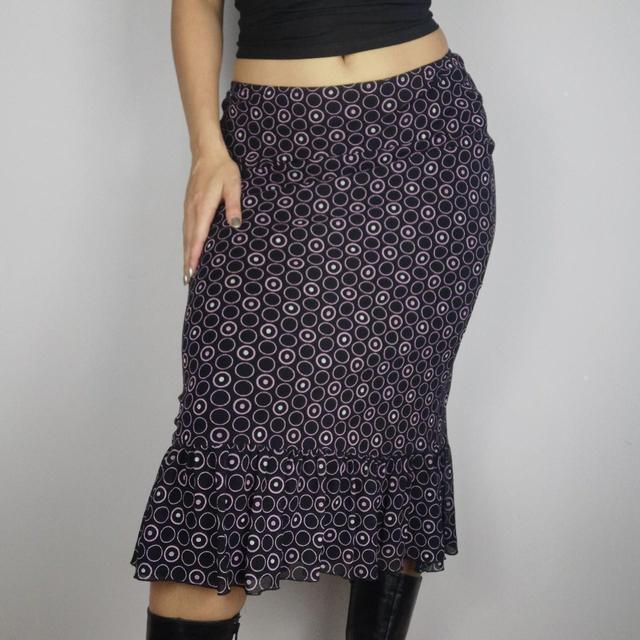 Vintage Women's Midi Skirt - Black/Pink - UK 12 on Productcaster.