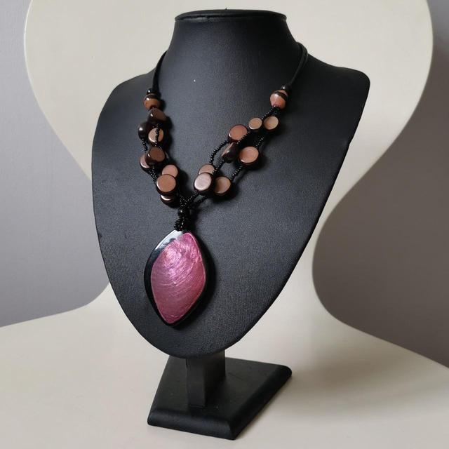 Vintage Women's Necklace - Pink/Brown on Productcaster.