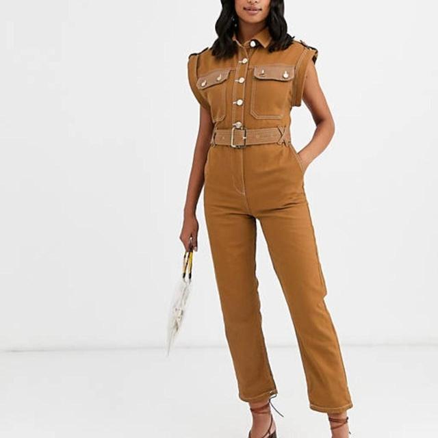 River Island Women's Straight leg Jumpsuit - Brown/Gold - UK 8 on Productcaster.