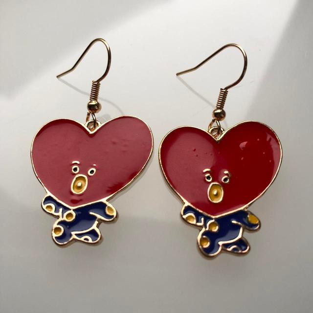 Handmade Women's Earrings - Gold/Red on Productcaster.