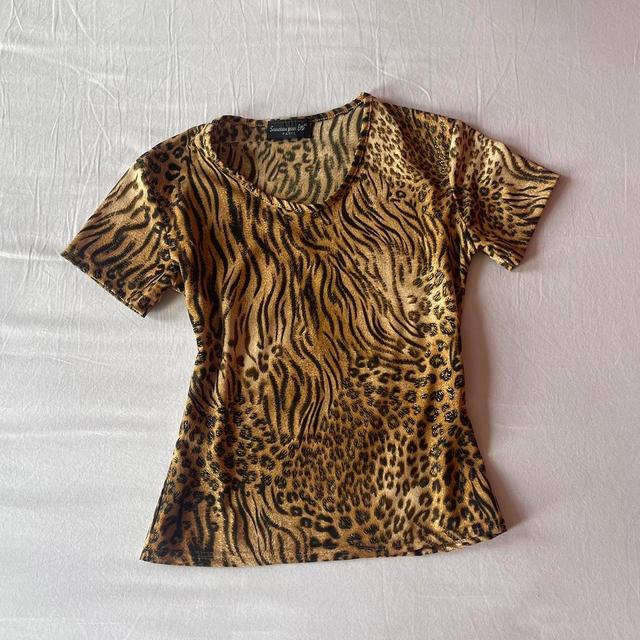 Women's T-shirt - Brown/Multi - S on Productcaster.