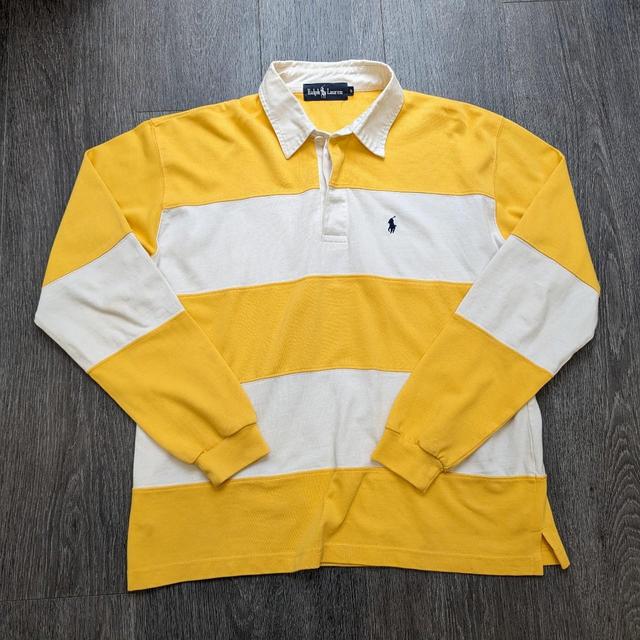 Ralph Lauren Men's Polo shirt - White/Yellow - M on Productcaster.