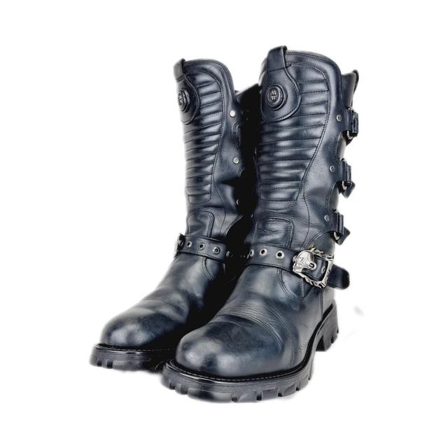 New Rock Men's Biker Boots - Black/Silver - UK 8 on Productcaster.