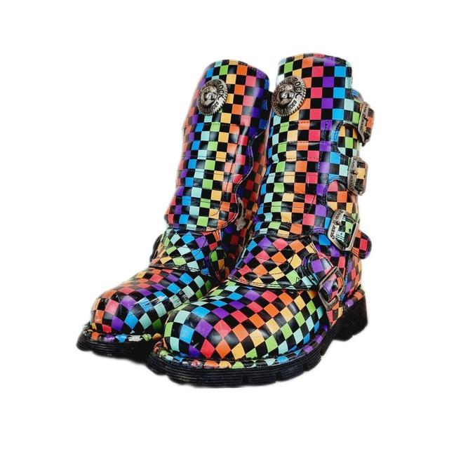 New Rock Men's Lace up Boots - Black/Multi - UK 4 on Productcaster.