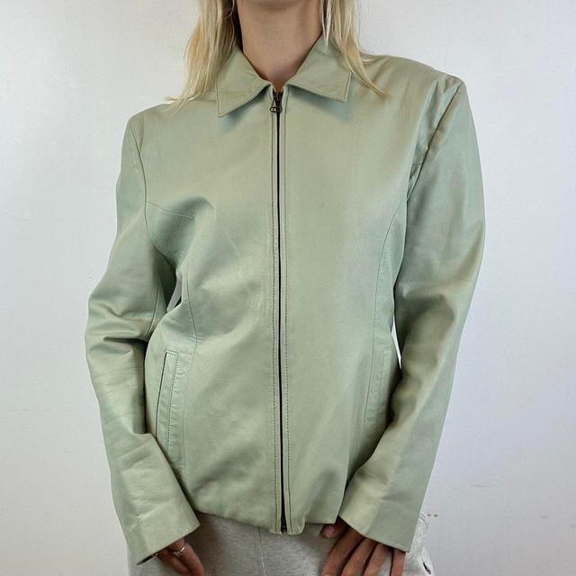 Vintage Women's Denim Jacket - Green - M on Productcaster.