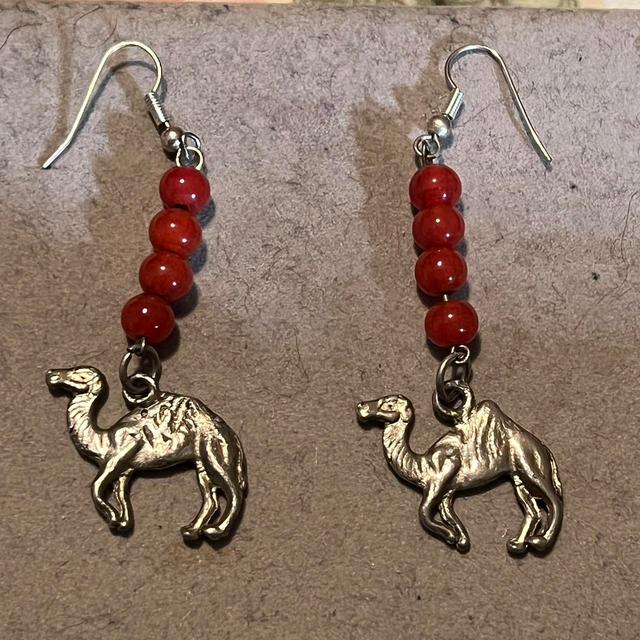 Preloved Women's Earrings - Silver/Red on Productcaster.