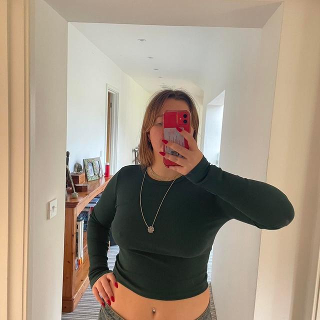 Bershka Women's Crop top - Green - S on Productcaster.