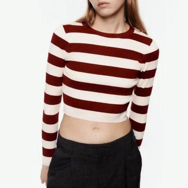 Zara Women's Crop top - Cream/Red - 6 on Productcaster.