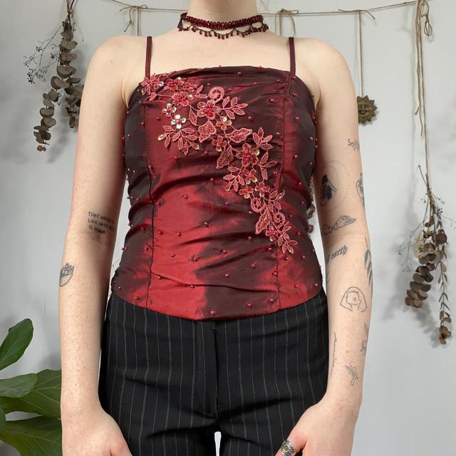 Vintage Women's Corset - Red/Burgundy - 8 on Productcaster.