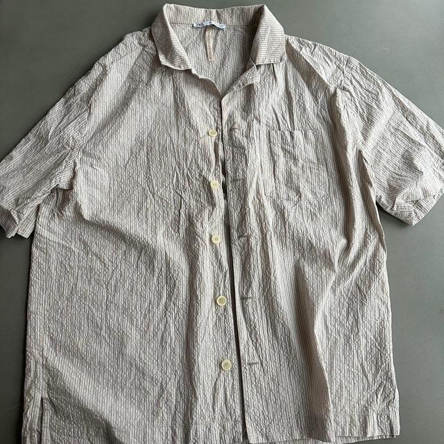 Zara Men's Shirt - Cream/Tan - L on Productcaster.