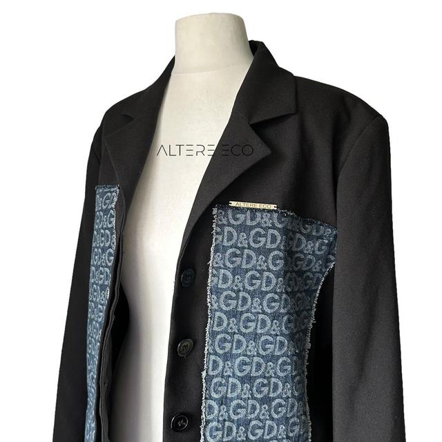 Reworked Women's Blazer Jacket - Black/Blue on Productcaster.