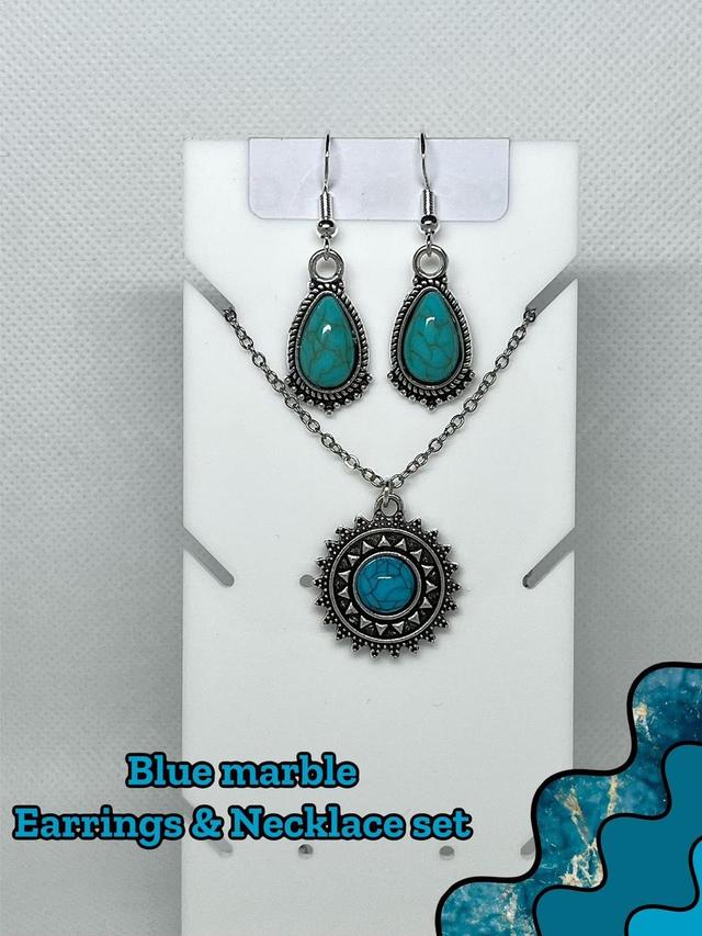 Women's Earrings - Blue/Silver on Productcaster.