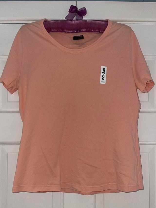 Adidas Women's T-shirt - Pink/Tan - M on Productcaster.