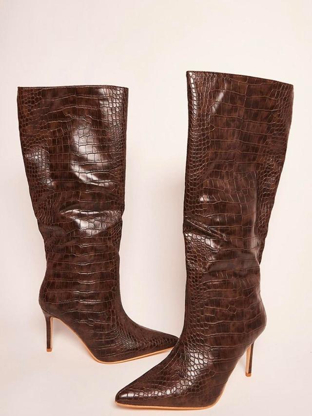 PrettyLittleThing Women's Knee high Boots - Brown - UK 5 on Productcaster.